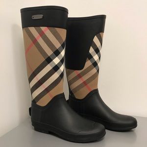 Burberry Clemence House Check Rain Boots Sz 37 / 7
